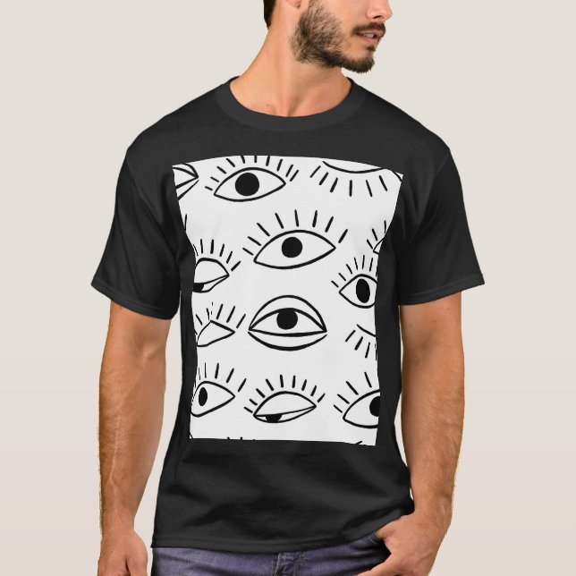 T-shirt Doodle eye, motif créatif sans couture. (Devant)
