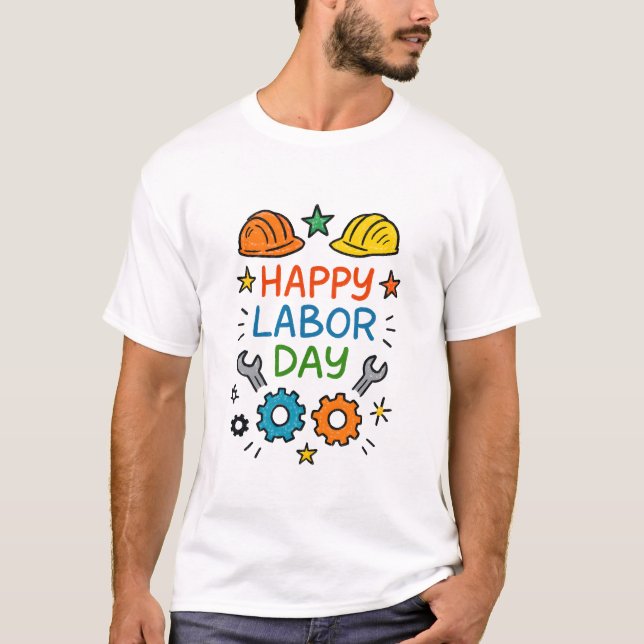 T-shirt Doodle Fun Fête du Travail (Devant)