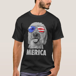 T-shirt Doodle Goldendoodle 4 juillet Merica Hommes Amériq