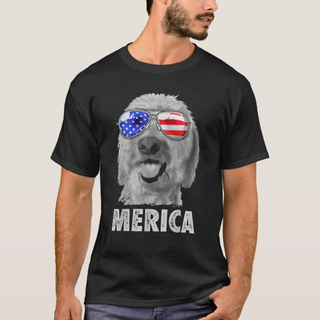 T-shirt Doodle Goldendoodle 4 juillet Merica Hommes Amériq (Devant)