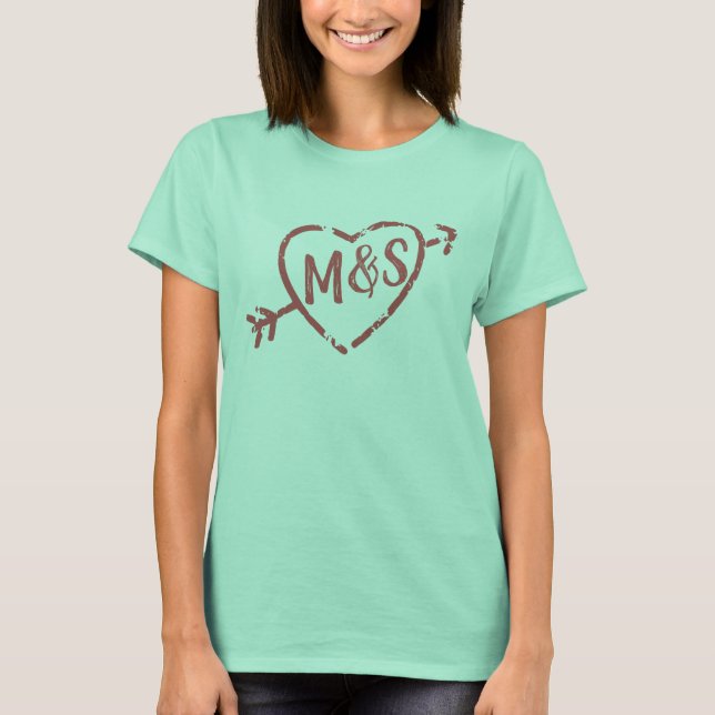 T-shirt Doodle Heart Monogrammé (Devant)
