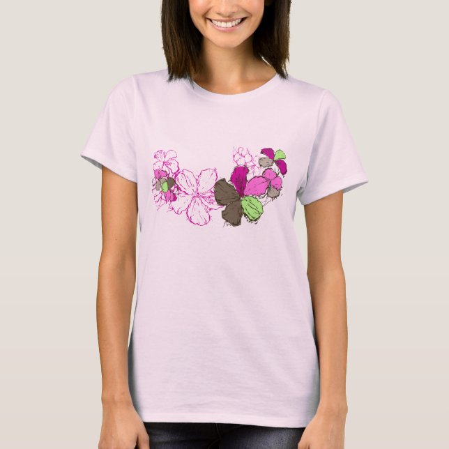 T-shirt Doodle Hibiscus Dames Tee (Devant)