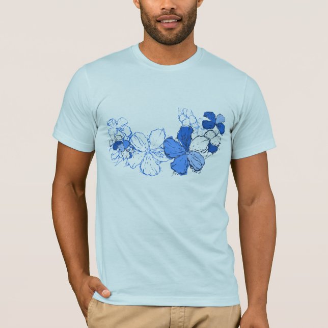 T-shirt Doodle Hibiscus Mens Tee (Devant)
