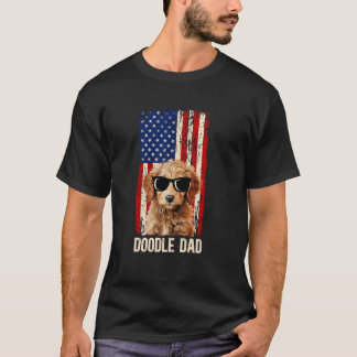 T-shirt Doodle Papa D'Un Goldendoodle Papa US Drapeau Dood
