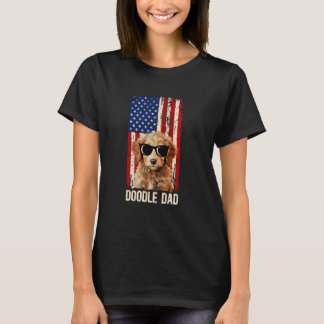 T-shirt Doodle Papa D'Un Goldendoodle Papa US Drapeau Dood