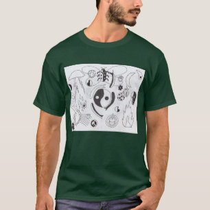 T-shirt Doodle Punk Rock #25 Yin et Yang Dark Green