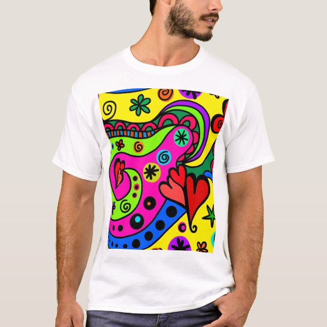 T-shirt Doodle sans couture – Art fluide (Devant)