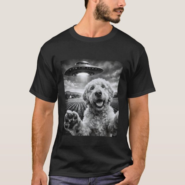 T-shirt Doodle Selfie UFO Labradoodle Goldendoodle Drôle D (Devant)