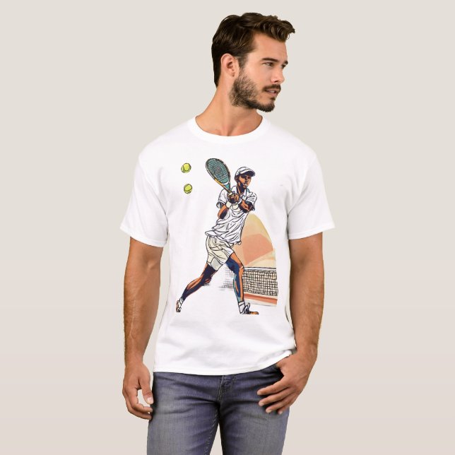 T-shirt "Doodle Tennis Player in Action T-shirt" (Devant entier)
