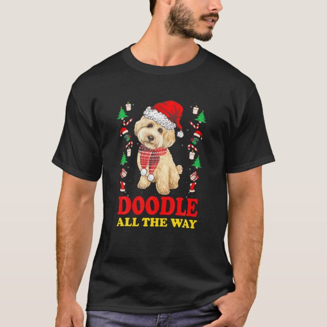 T-shirt Doodle Tout Le Chemin Goldendoodle Santa Hat Chris (Devant)