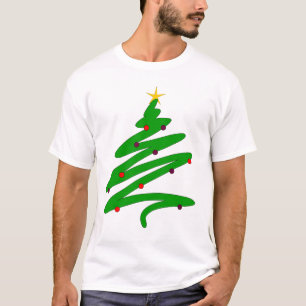 T-shirt Doodle vert minimaliste de sapin de Noël