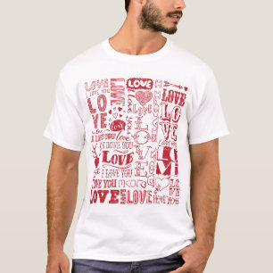 T-shirt Doodles d'amour à la main, charmant motif.
