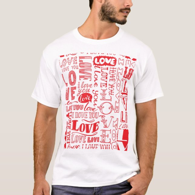 T-shirt Doodles d'amour dessinés à la main Arrière - plan  (Devant)