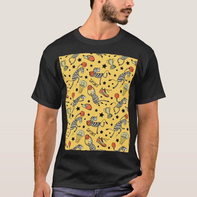 T-shirt Doodles de Courtside : Zebra Basketball Fantasia (Devant)