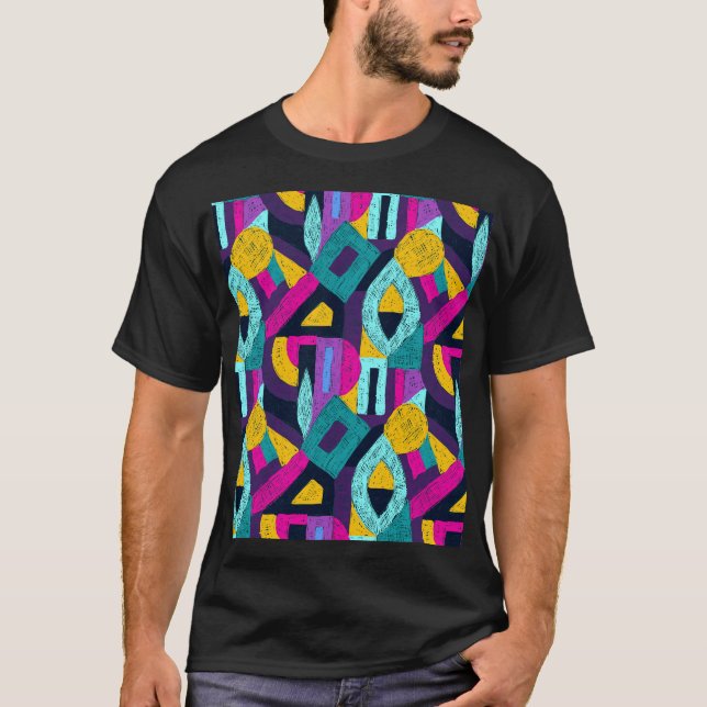 T-shirt Doodles rétro : pop art géométrique. (Devant)