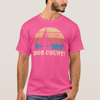 T-shirt Door County Wi Voilier 70S Rétro Coucher de soleil