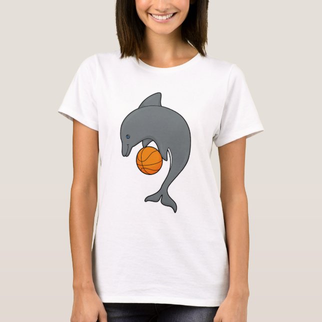 T-shirt Dophin comme joueur de basket-ball avec basket-bal (Devant)