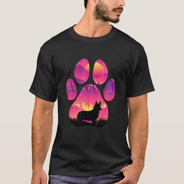T-shirt Dorgi Paw Mom Dad Dog  Women Men (Devant)