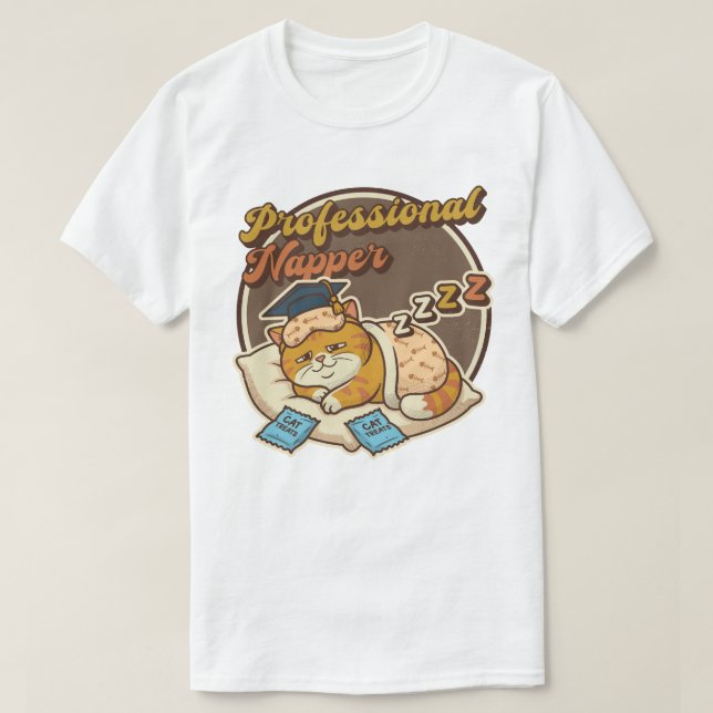 T-shirt Dormeuse professionnelle, chat  (Design devant)