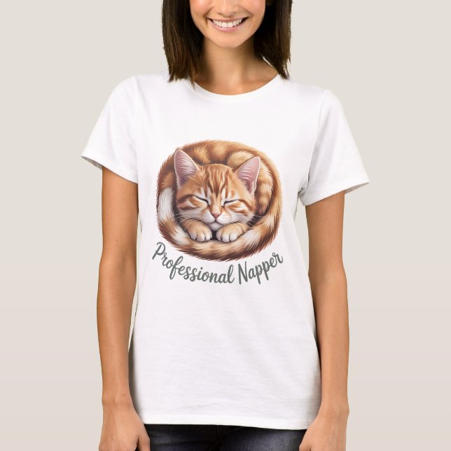 T-shirt Dormeuse Professionnelle Chat Orange Mignon Dorman (Devant)