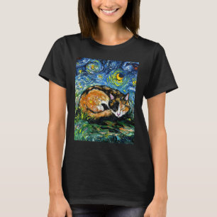 T-shirt Dormir Calico Cat Starry Night Animal Animaux de c