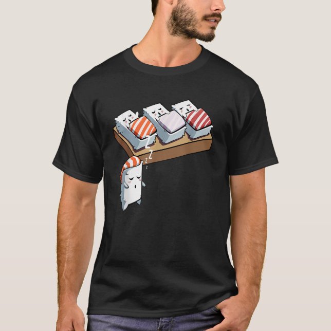T-shirt Dormir drôle Marcher Sushi Kawaii Japonais Tasty J (Devant)