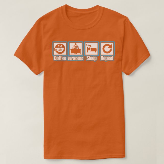 T-shirt Dormir du barman de café Répétition (Design devant)