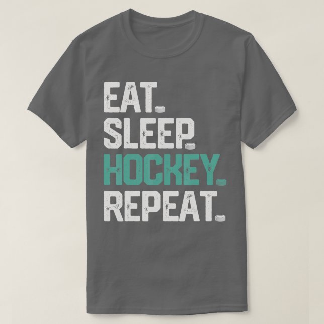 T-shirt DORMIR HOCKEEP RÉPÉTER T CHEMISE Drôle Hockey Homm (Design devant)