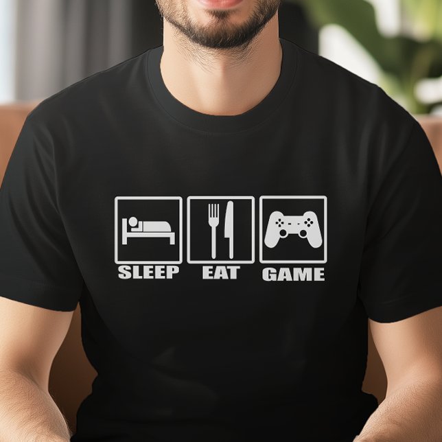 T-shirt Dormir Manger et Jeu amusant Joueur (Level up your style factor !)