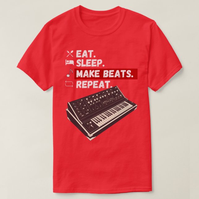 T-shirt Dormir Manger Faire Répéter Les Beats (Design devant)
