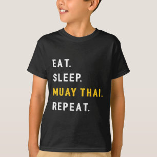 T-shirt Dormir Muay Thai Drôle Mma Kickboxing Manger