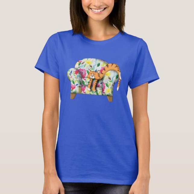 T-shirt Dormir sur une chaise à fleurs (Devant)
