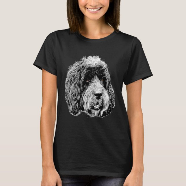 T-shirt Dos et blanc image d'une tête de Cockapoo seulemen (Devant)