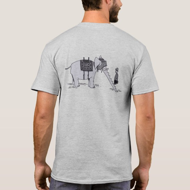 T-shirt dos gris pour hommes avec éléphant amélior (Dos)