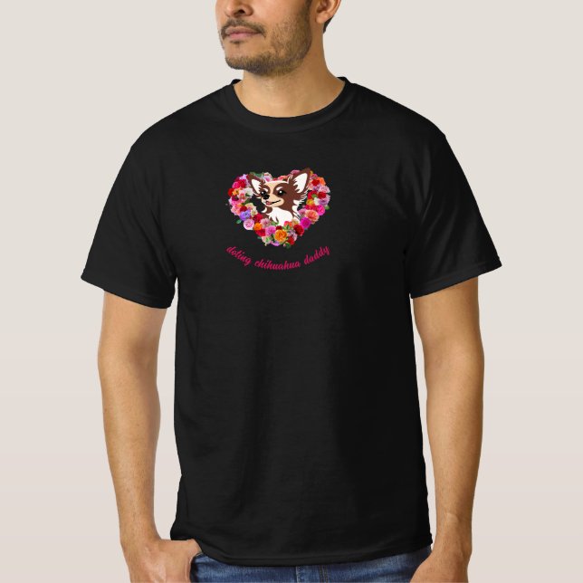 T-shirt dot chihuahua daddy coeur rose (Devant)