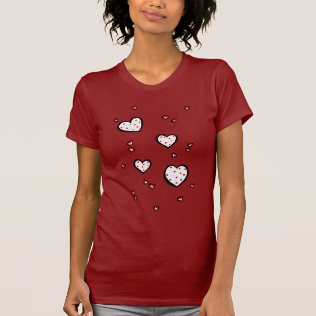 T-shirt Dotty Hearts red Ladies (Devant)