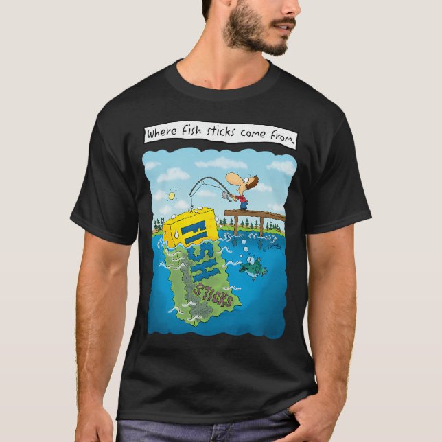 T-shirt D'où viennent les bâtonnets de poisson. (Devant)