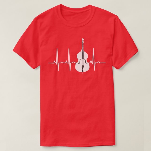 T-shirt Double Bass Heartbeat Funny Jazz Instrument Music (Design devant)