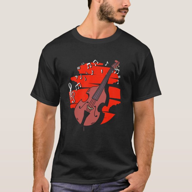 T-shirt Double Bass Music Notes Jazz Music Contrabass Play (Devant)