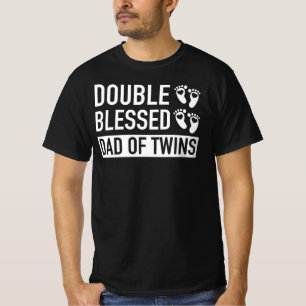 T-shirt Double Béni Papa De Twins - Nouveau Don Père