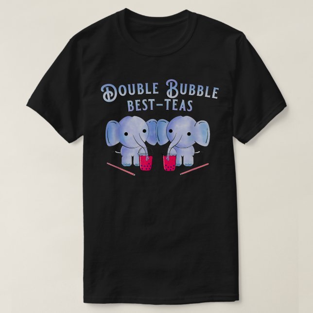 T-shirt Double Boba Bubble Tea Mignon Kawaii BFF  (Design devant)