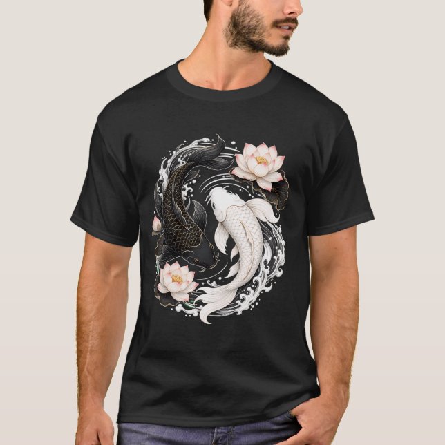 T-shirt Double carpe koï, harmonie Yin-Yang (Devant)