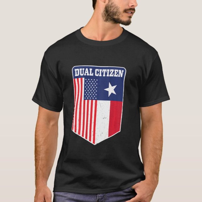 T-shirt Double Citoyen Texas And America Fière De Revenir  (Devant)