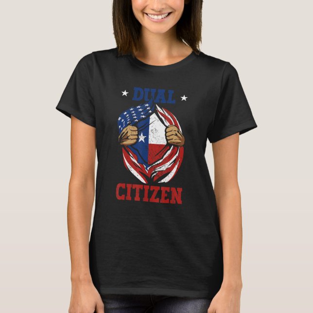 T-shirt Double Citoyen Texas Pride Usa Et Texas Drapeau Te (Devant)