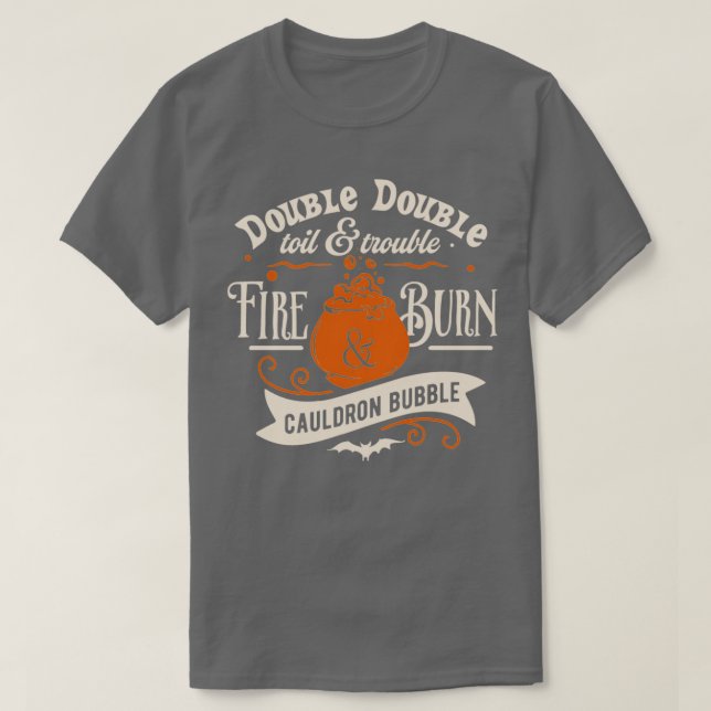 T-shirt Double Double Toil Et Sorcière Trouble Halloween S (Design devant)