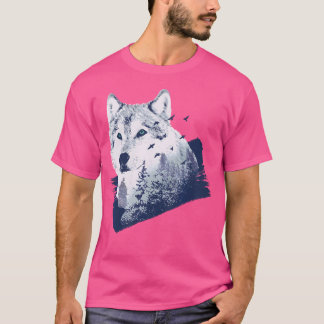 T-shirt Double exposition au loup