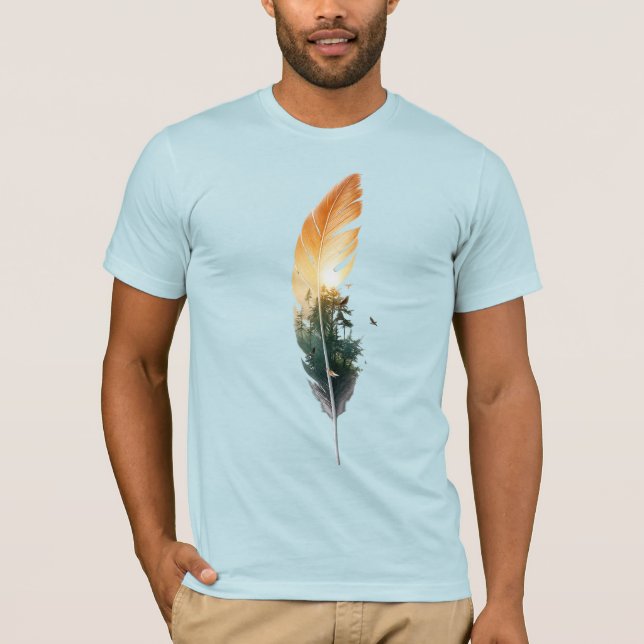 T-Shirt Double Exposition Coucher de Soleil Forêt  (Devant)