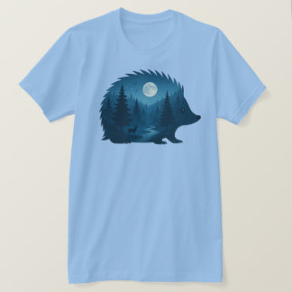 T-shirt Double exposition Hérisson Nature Nuit Paysage