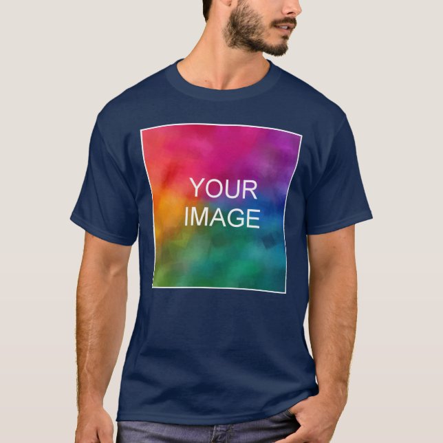T-shirt Double face bleu marine Ajouter votre image Logo H (Devant)