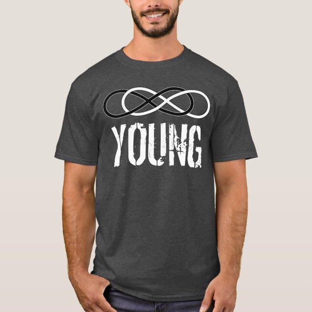 T-shirt Double infini de symbole - noir et blanc + jeune (Devant)